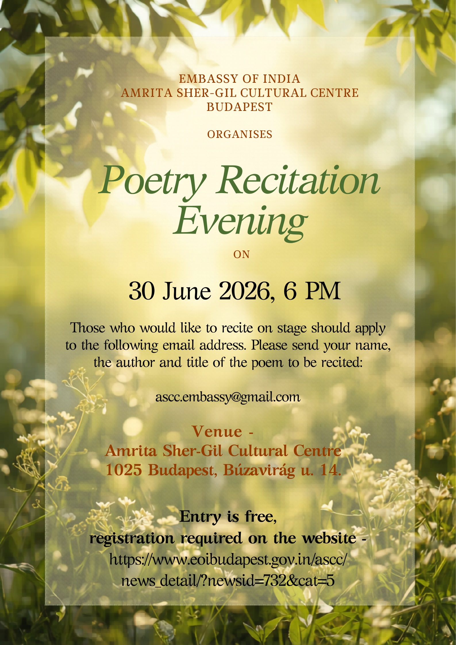  Poetry Recitation Evening / Költészeti Est